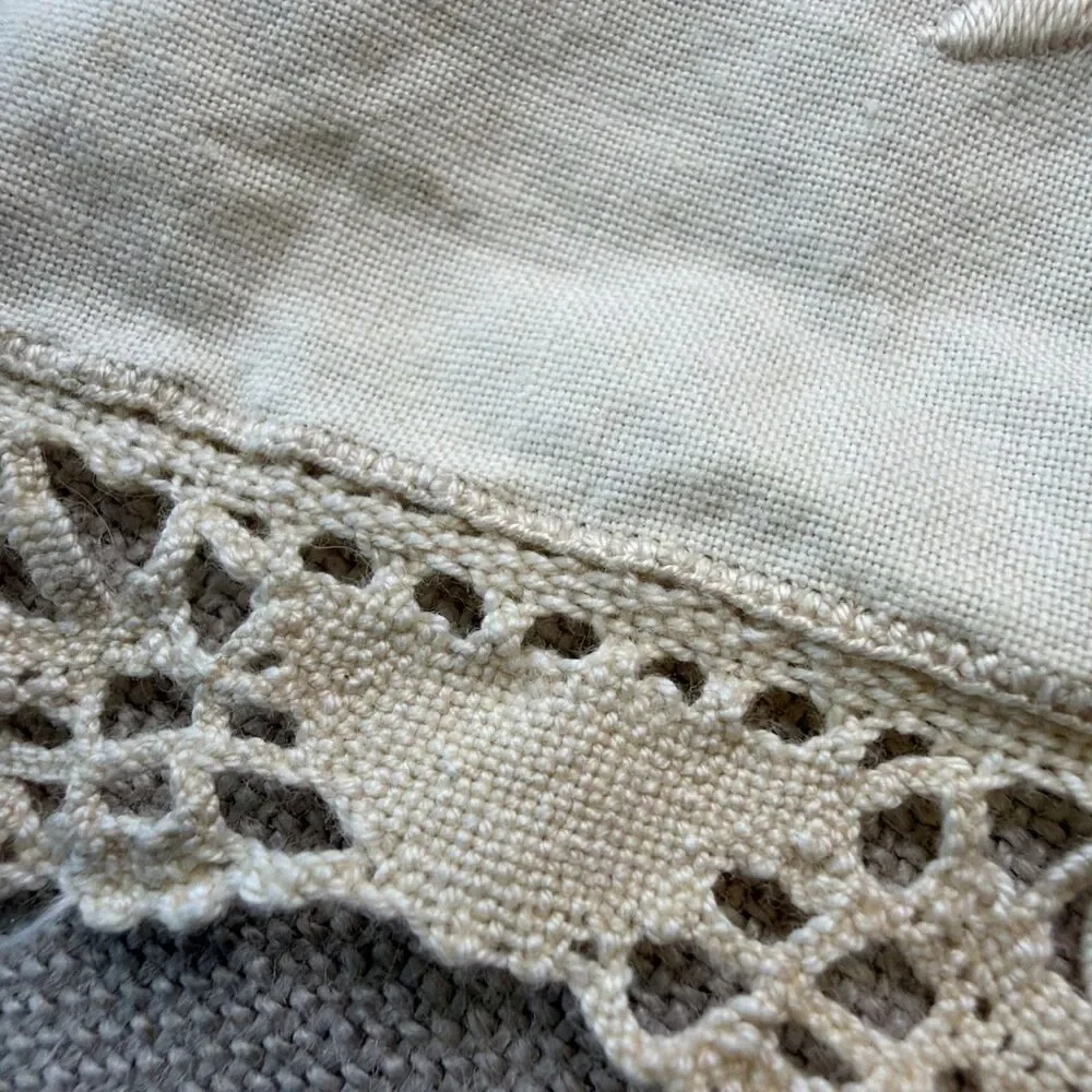 Vintage Embroidered Boudoir Pillowcase Sham Cutwork Lace European Style 13x14